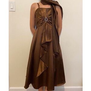 Kids Girl Princess Elegant Brown Evening Dress